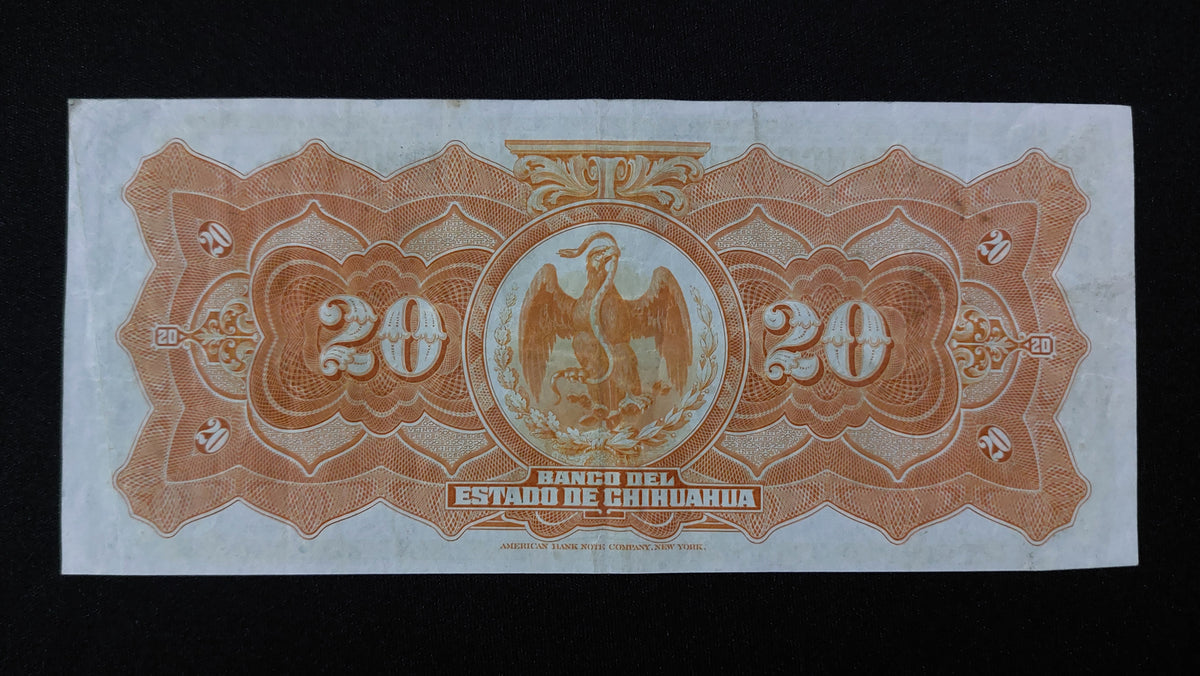 Billete 20 Pesos Banco del Estado de Chihuahua 1913