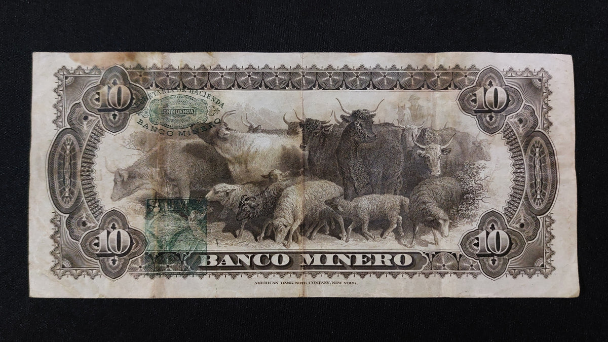 Billete 10 Pesos Banco Minero Chihuahua 1914
