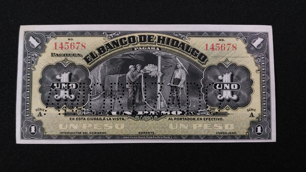 Billete 1 Peso Banco de Hidalgo Pachuca Sin Circular UNC