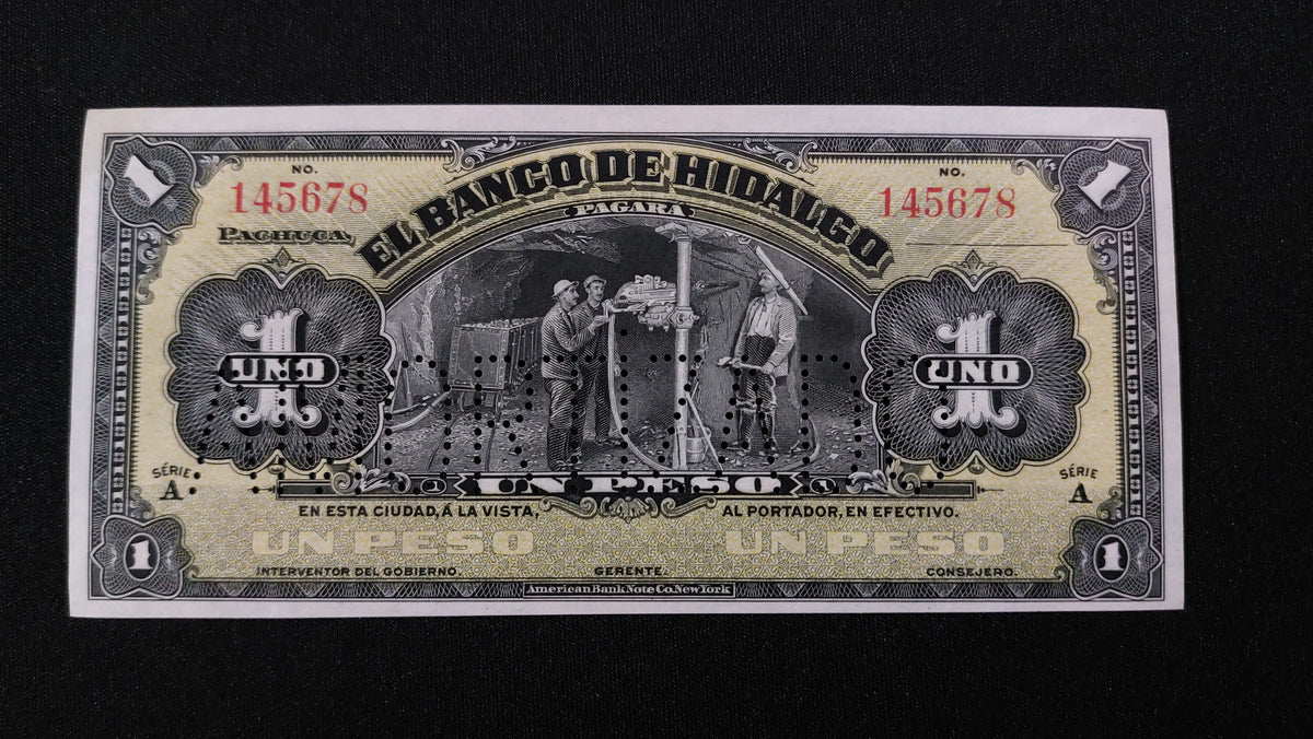 Billete 1 Peso Banco de Hidalgo Pachuca Sin Circular UNC
