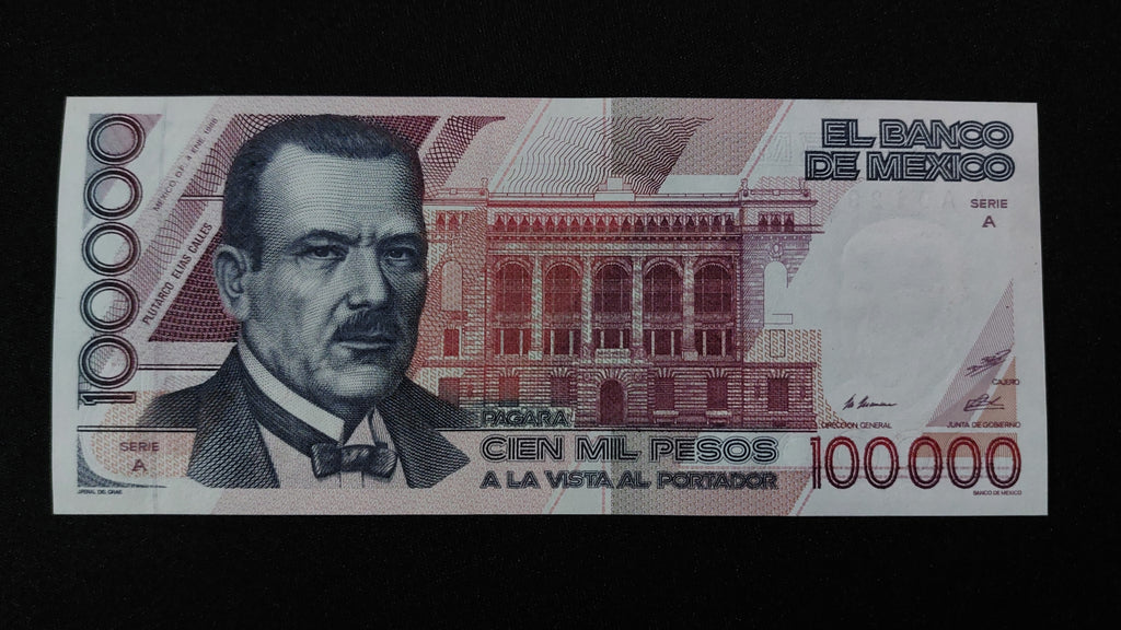 Billete 100000 Pesos Banco de Mexico Plutarco Elias Calles Sin Circular UNC
