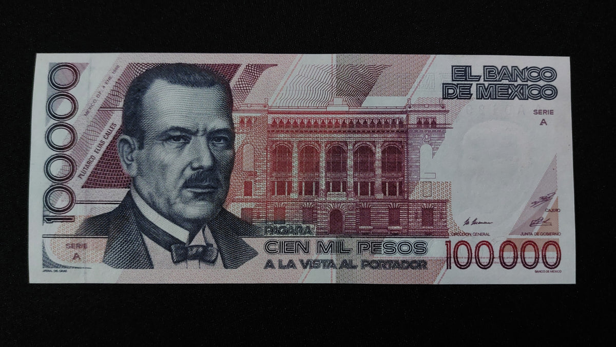 Billete 100000 Pesos Banco de Mexico Plutarco Elias Calles Sin Circular UNC