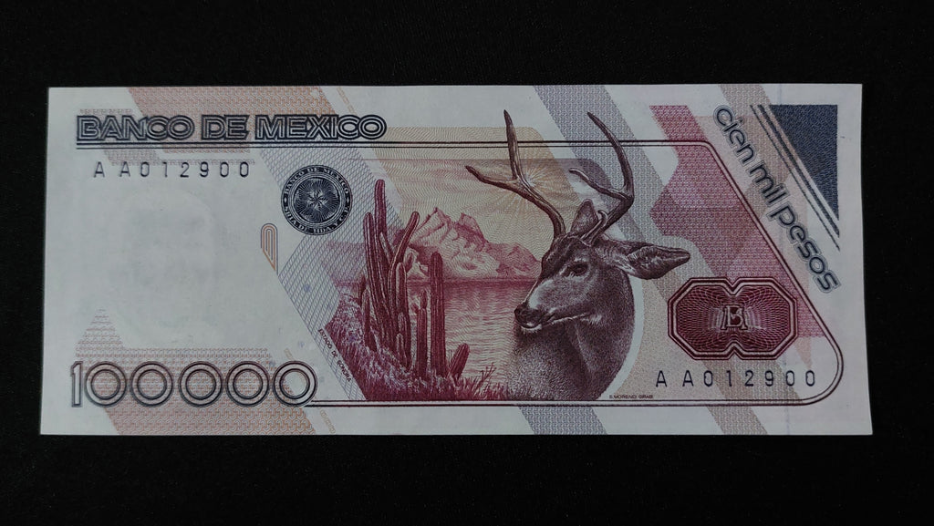 Billete 100000 Pesos Banco de Mexico Plutarco Elias Calles Sin Circular UNC