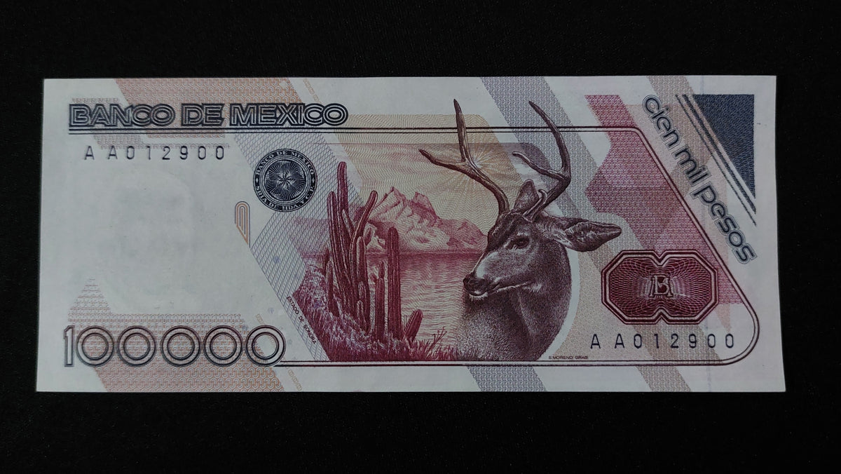 Billete 100000 Pesos Banco de Mexico Plutarco Elias Calles Sin Circular UNC