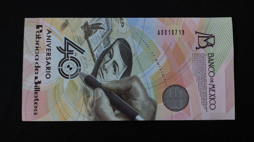 Billete Conmemorativo 40 Aniversario Fabrica de Billetes Banco de Mexico 2009 UNC