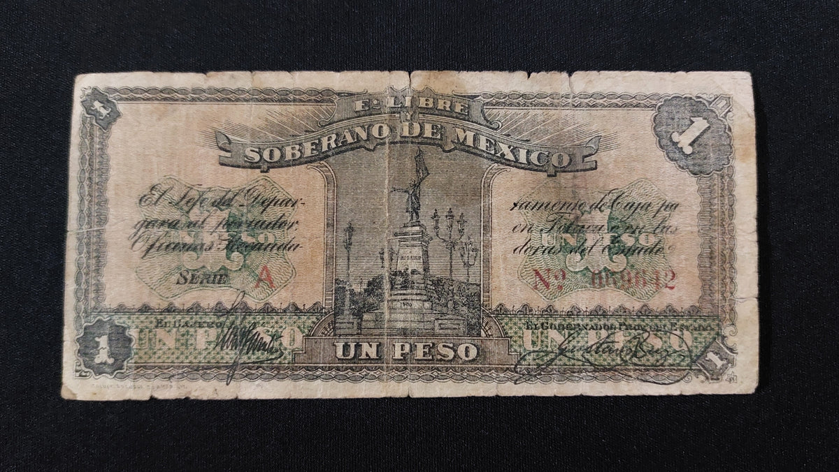Billete 1 Peso Estado Libre y Soberano de Mexico 1915