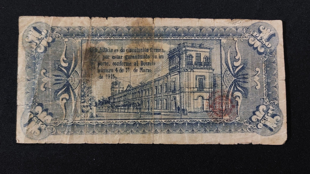Billete 1 Peso Estado Libre y Soberano de Mexico 1915