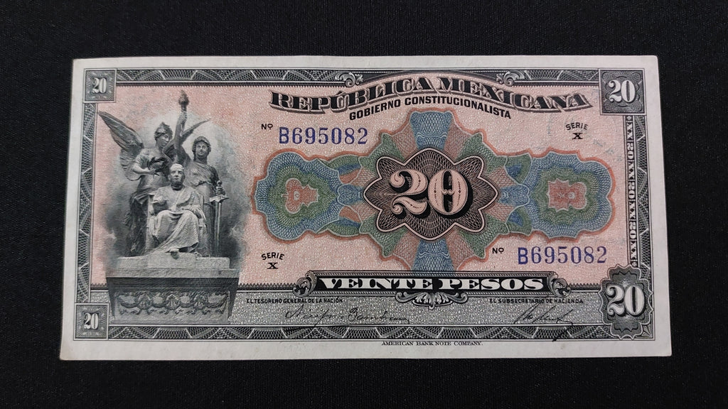 Billete 20 Pesos Republica Mexicana Gobierno Constitucionalista 1915 Sin Circular UNC