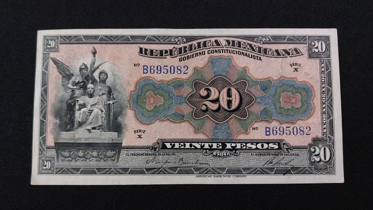 Billete 20 Pesos Republica Mexicana Gobierno Constitucionalista 1915 Sin Circular UNC