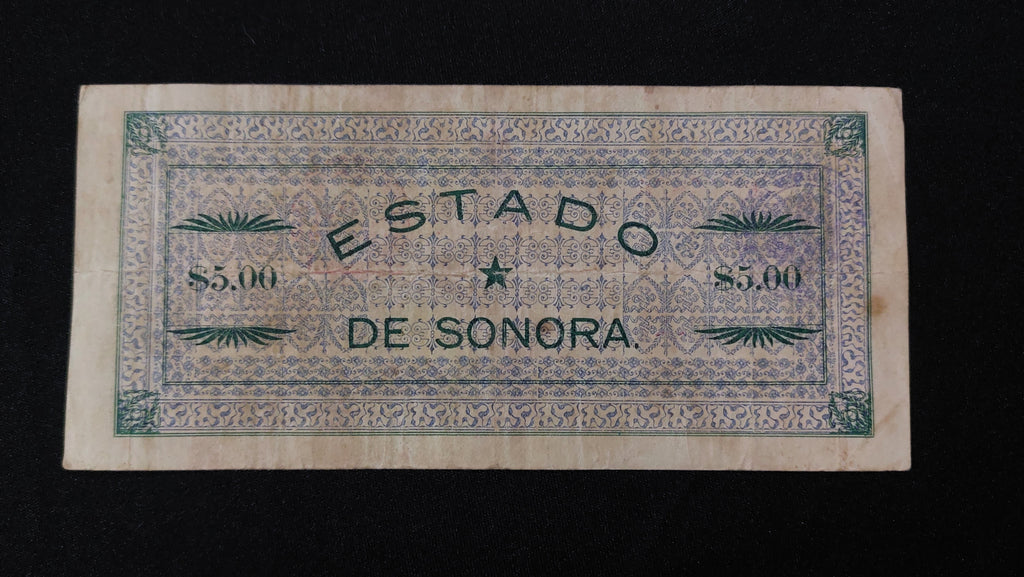 Billete 5 Pesos Estado de Sonora Hermosillo 1913