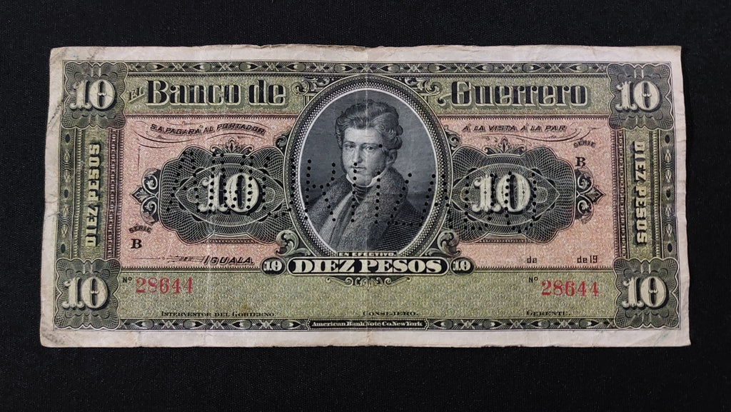 Billete 10 Pesos Banco de Guerrero
