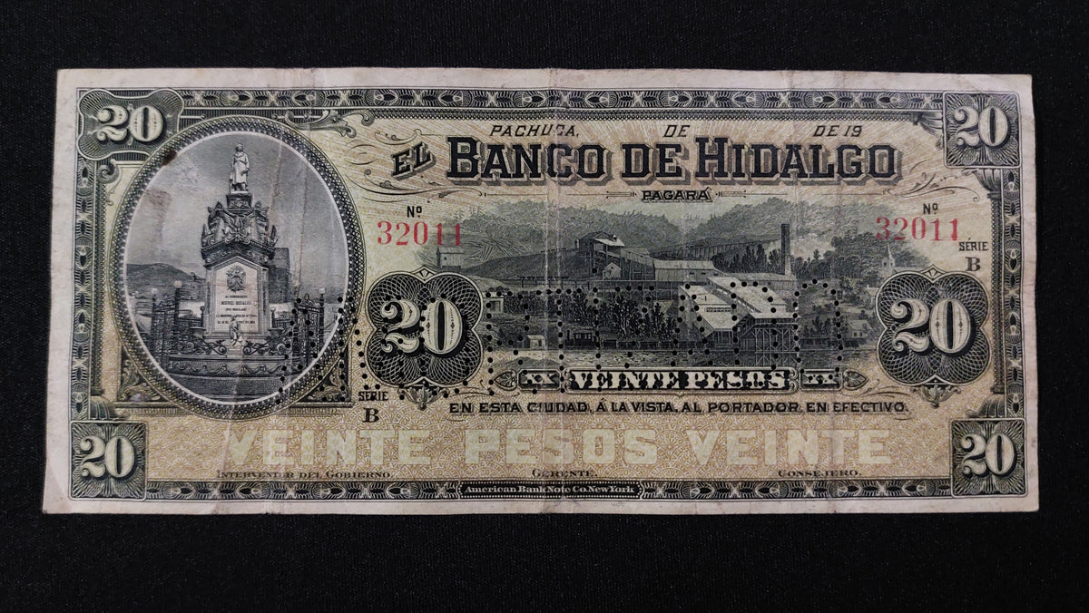 Billete 20 Pesos Banco de Hidalgo Pachuca