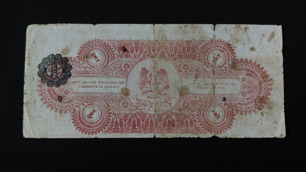 Billete 1 Peso Ejercito Constitucionalista Division de Occidente Guadalajara 1915