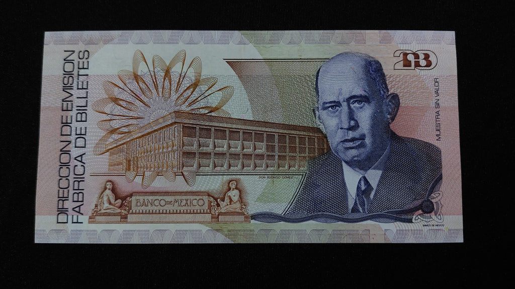 Billete Especimen Muestra Banco de Mexico Fabrica de Billetes 1989 Don Rodrigo Gomez UNC