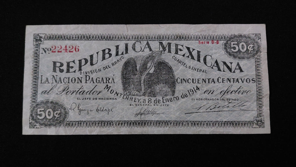 Billete 50 Centavos Republica Mexicana Monterrey 1914