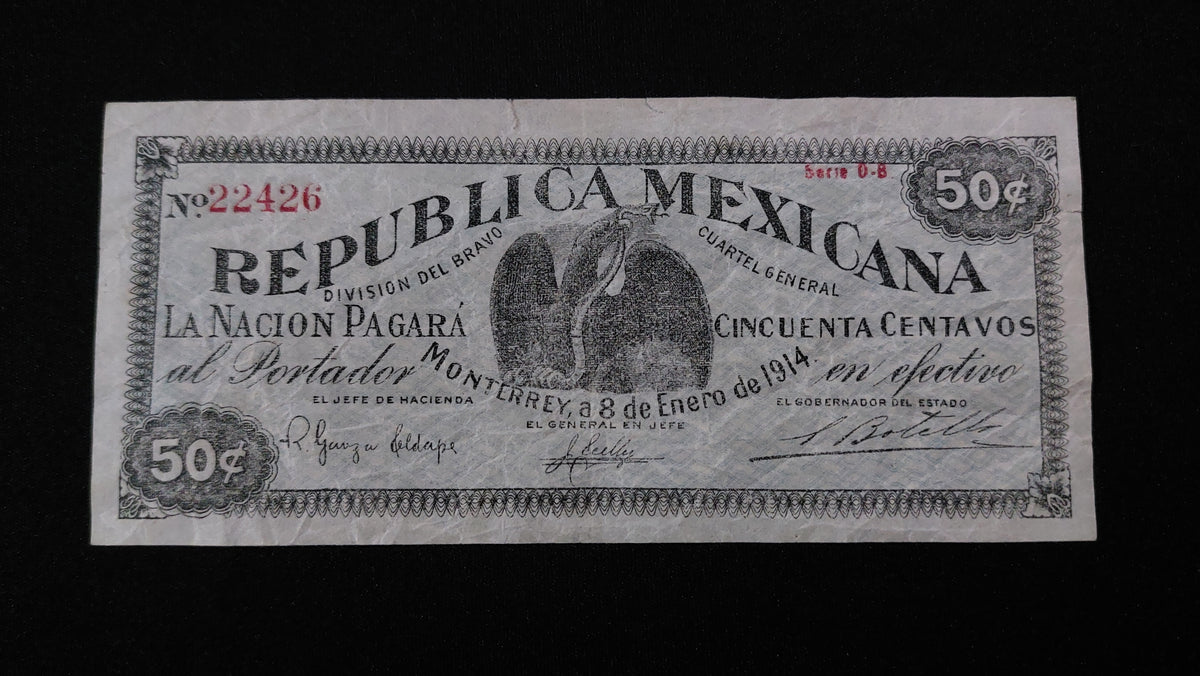 Billete 50 Centavos Republica Mexicana Monterrey 1914