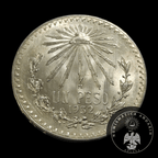 Moneda Un Peso Plata Ley .720 Resplandor Año 1932 México