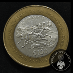 Moneda 100 Pesos Plata Don Quijote de la Mancha Año 2005 México