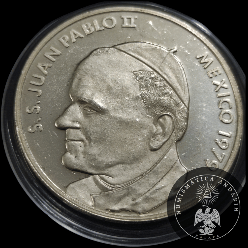 Medalla Conmemorativa Plata Papa Juan Pablo II Visita a la Basílica de Guadalupe 1979