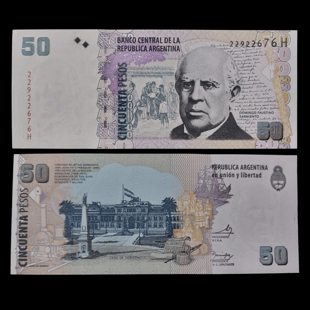 Billete Argentina 50 Pesos Año 2015 (Domingo Faustino Sarmiento / UNC)
