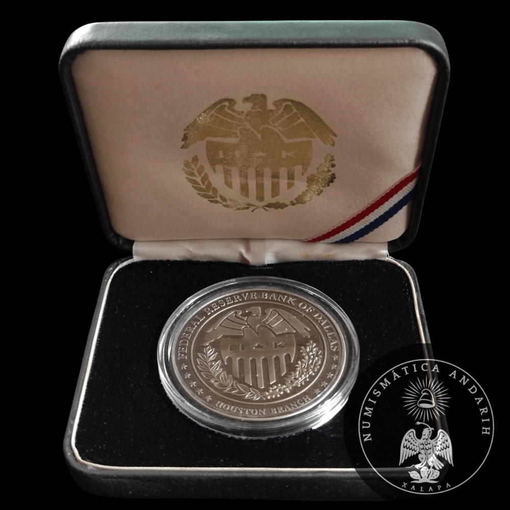 Medalla Conmemorativa Federal Reserve Bank of Dallas Houston Branch 2005 Estuche Original