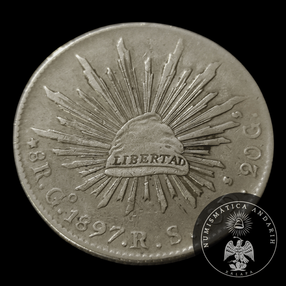 Moneda Plata 8 Reales Guanajuato Go 1897