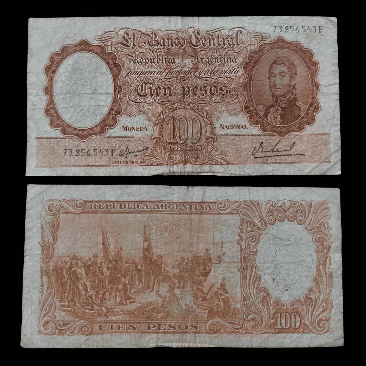 Billete Argentina 100 Pesos Moneda Nacional (General José de San Martín)