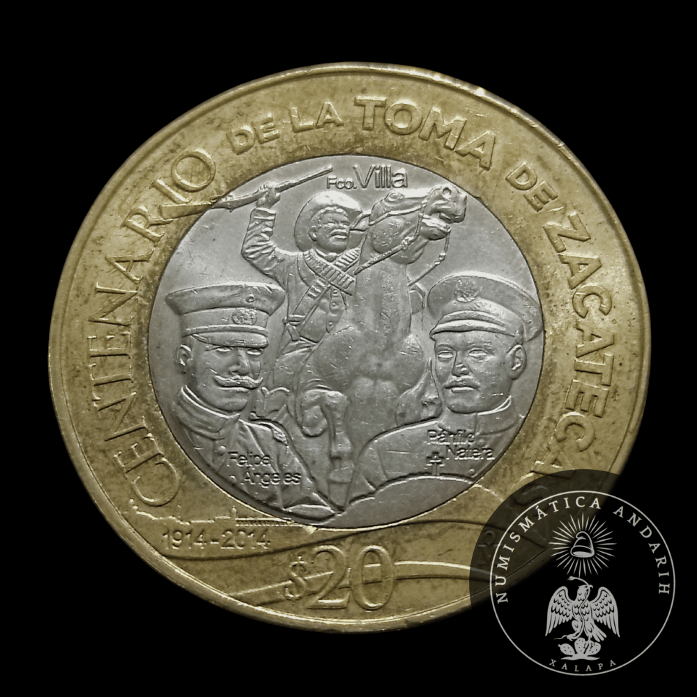 Moneda Conmemorativa 20 Pesos Toma de Zacatecas