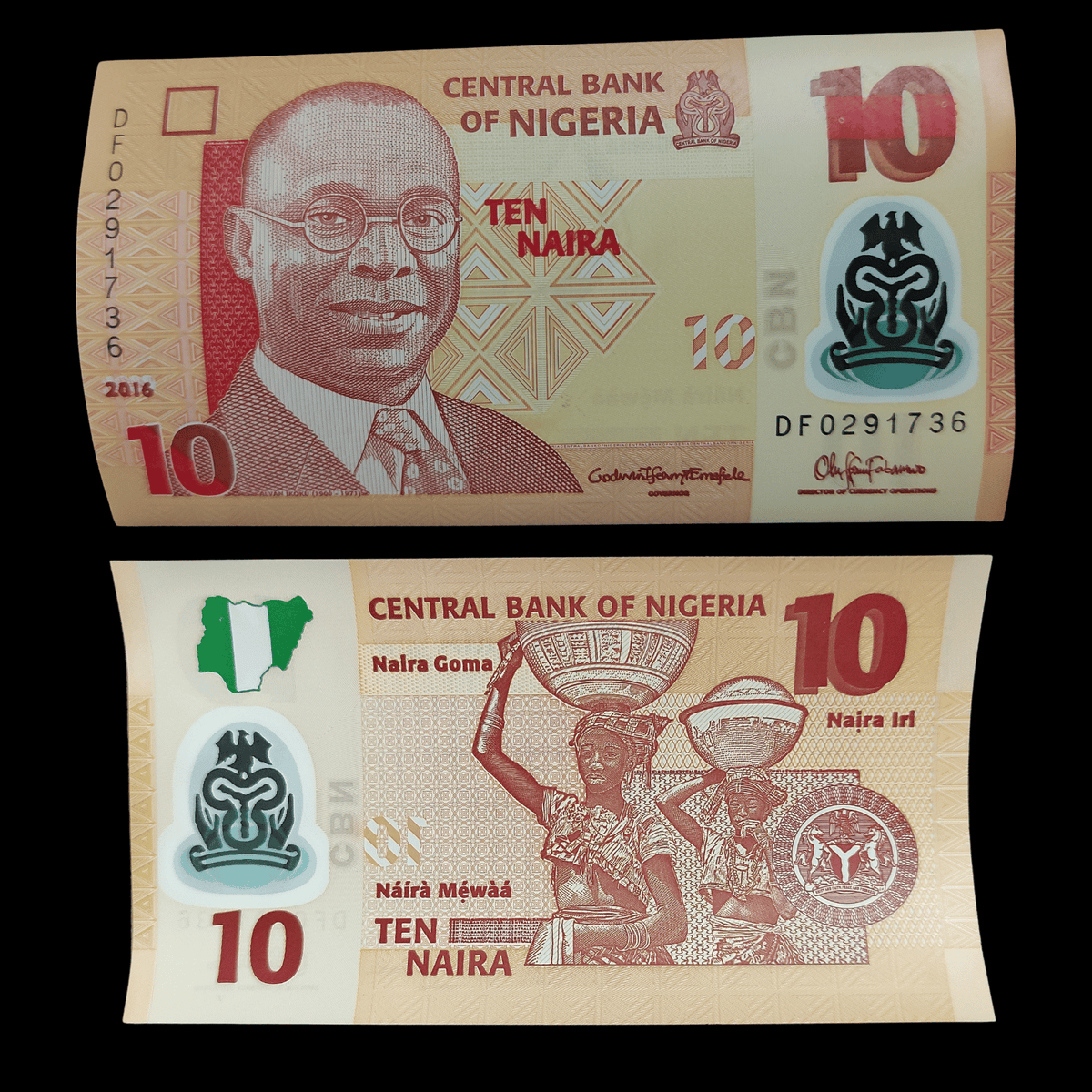 Billete Nigeria 10 Naira Año 2016- UNC
