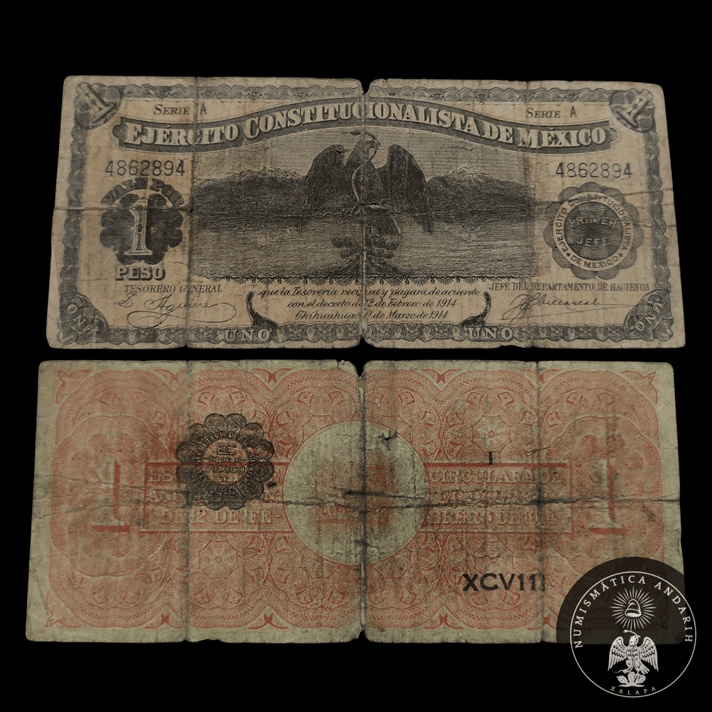 Billete Ejército Constitucionalista de México 1 Peso 1914