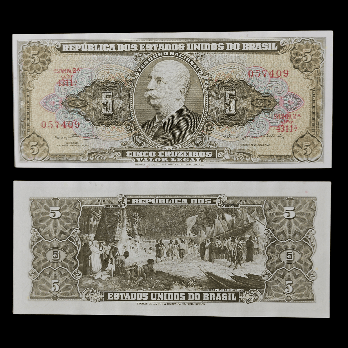 Billete Brasil 5 Cinco Cruzeiros- UNC