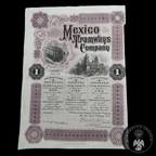 Acción Antigua de la Mexico Tramways Company – 100 Dólares Oro año 1916
