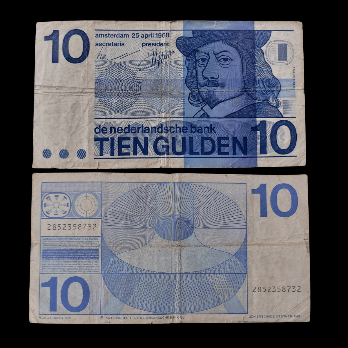 Billete Países Bajos 10 Florines Año 1968