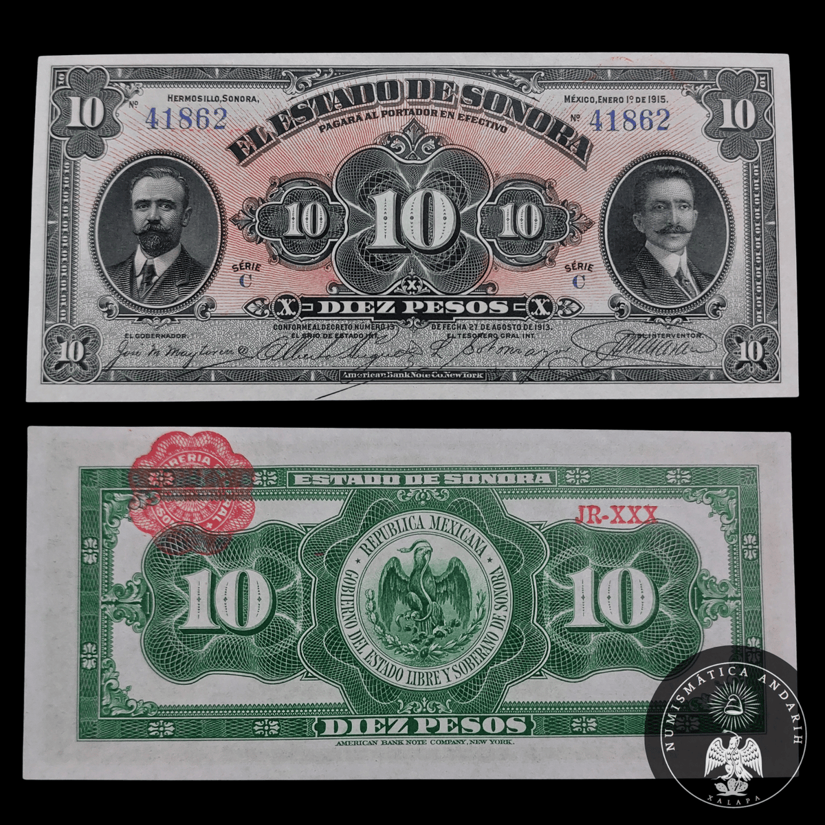 Billete 10 Pesos del Estado de Sonora 1915 Sin Circular UNC