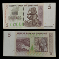 Billete Zimbabue 5 Dólares Año 2007- UNC