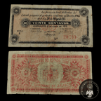 Billete Dirección Gral. de Rentas del Estado Jalisco Veinte Centavos Guadalajara 1915