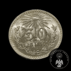 Moneda Plata 50 Centavos Gorro Frigio Mexico 1944 Ley .720