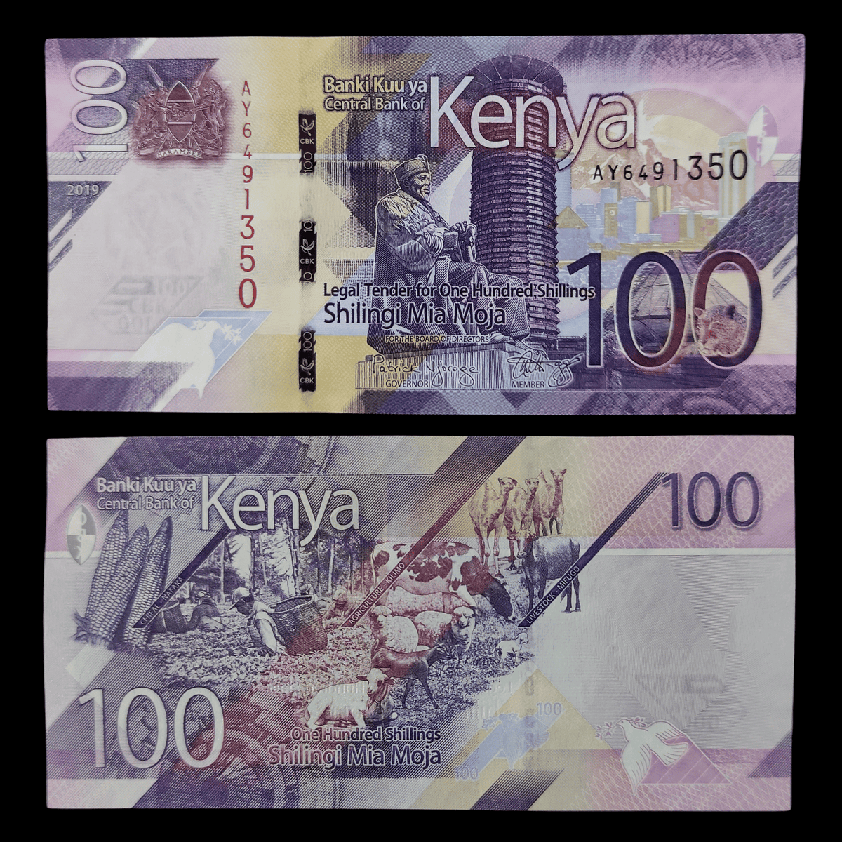 Billete Kenia 100 Shillings Año 2019- UNC