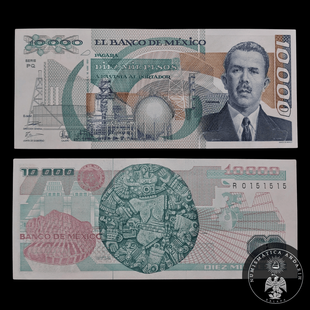 Billete 10,000 Pesos Lázaro Cárdenas Banco de México (1991) Sin Circular UNC