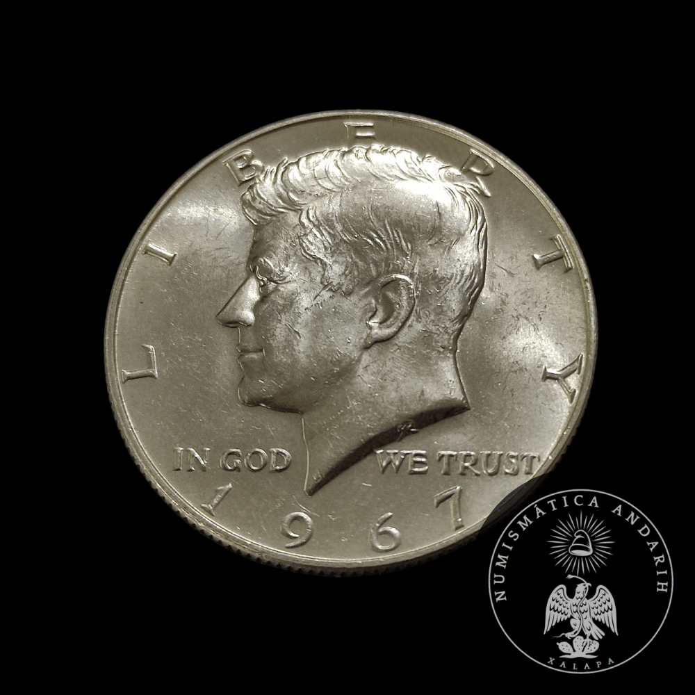 Moneda Plata Medio Dolar Kennedy Estados Unidos 1967 Ley .400