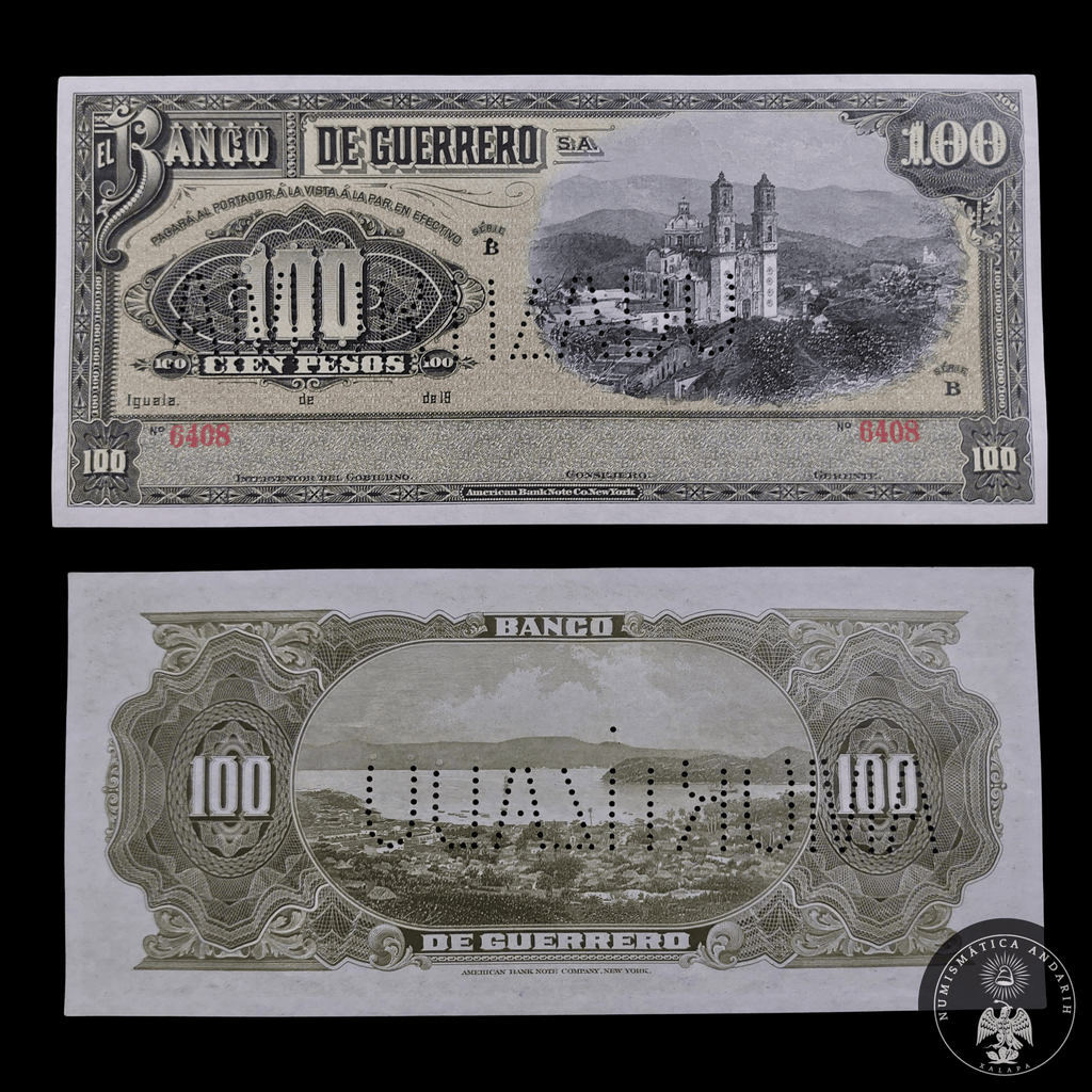 Billete 100 Pesos Banco de Guerrero Amortizado Sin Circular UNC