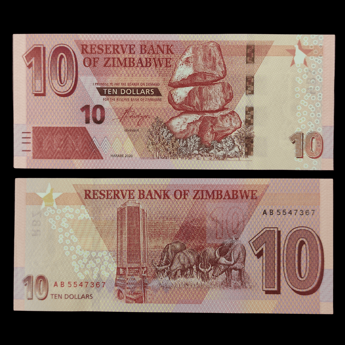 Billete Zimbabue 10 Dollars Año 2020- UNC