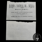 Tarjeta de Publicidad Comercial Banco Nacional de México Sucursal San Luis Potosí (Siglo XIX - Porfiriato)