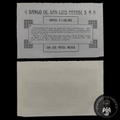 Tarjeta de Publicidad Comercial Banco de San Luis Potosí, S. A. (Siglo XIX - Porfiriato)