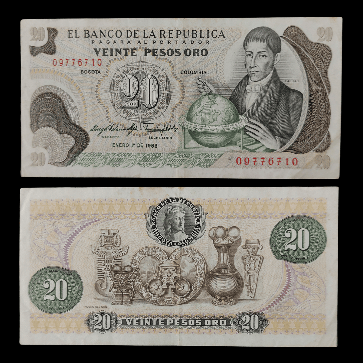 Billete Colombia 20 Pesos Oro Año 1983- UNC