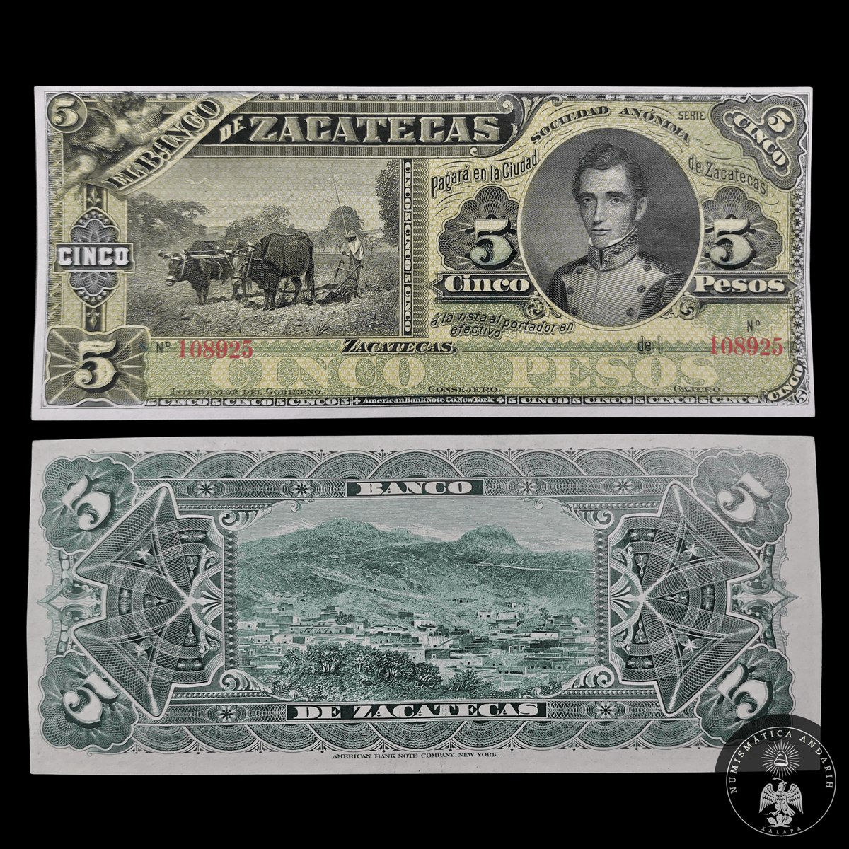 Billete 5 Pesos El Banco de Zacatecas  Sin Circular UNC