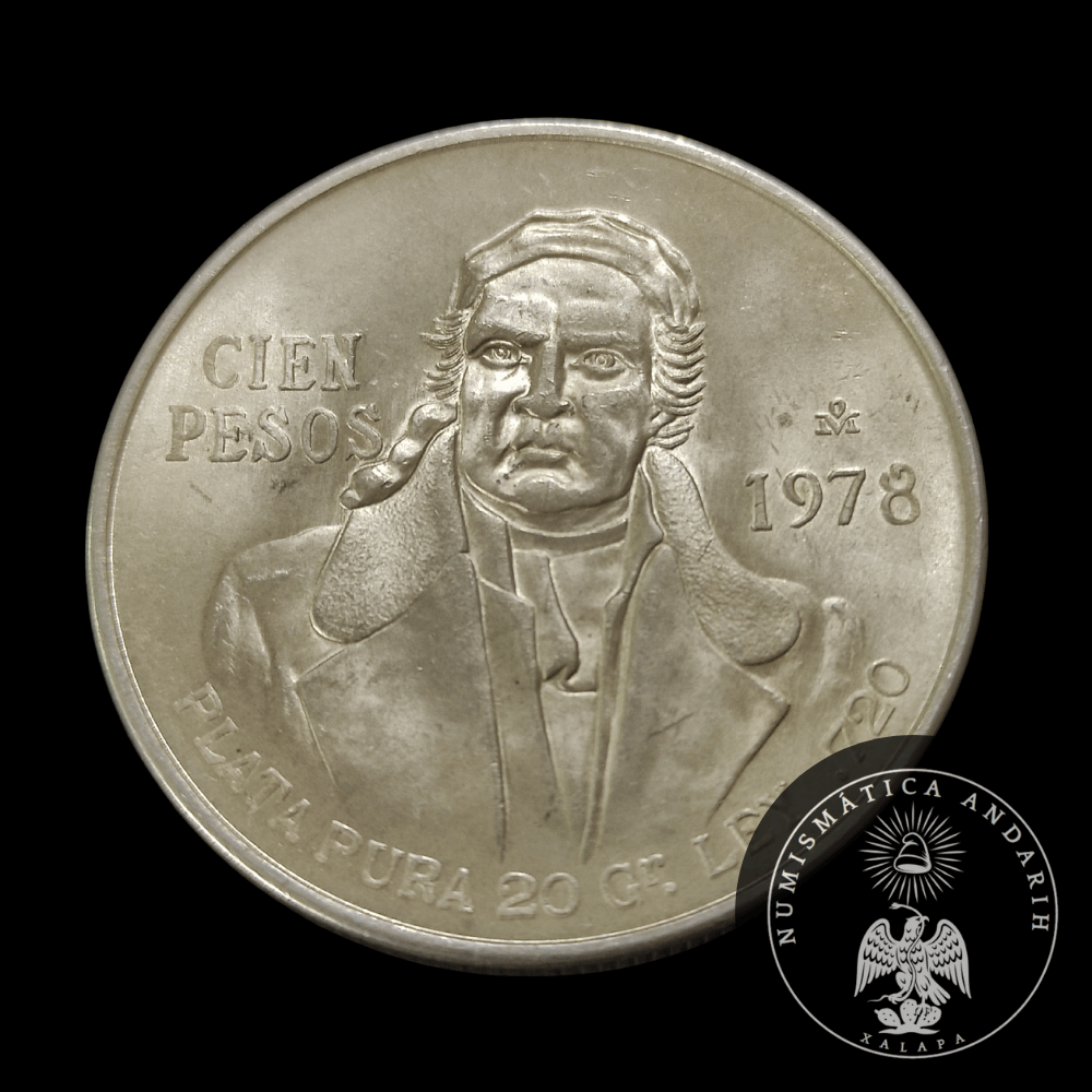 Moneda de Plata de $100 Pesos de José María Morelos – 1978 (Ley 0.720)