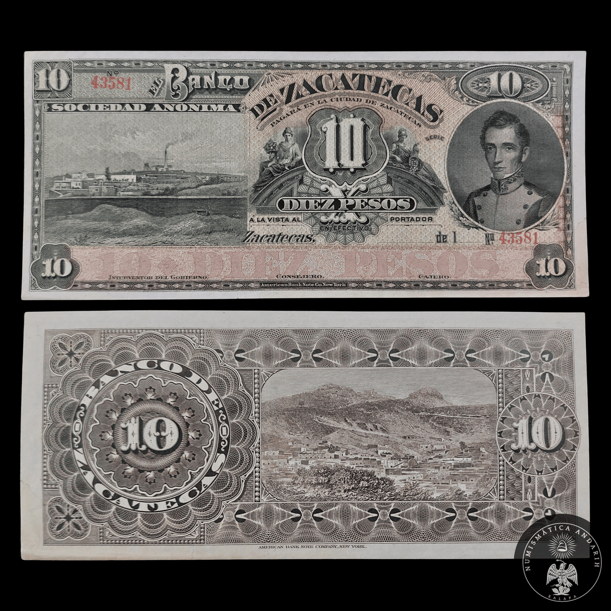 Billete 10 Pesos El Banco de Zacatecas Muy Alta Condicion