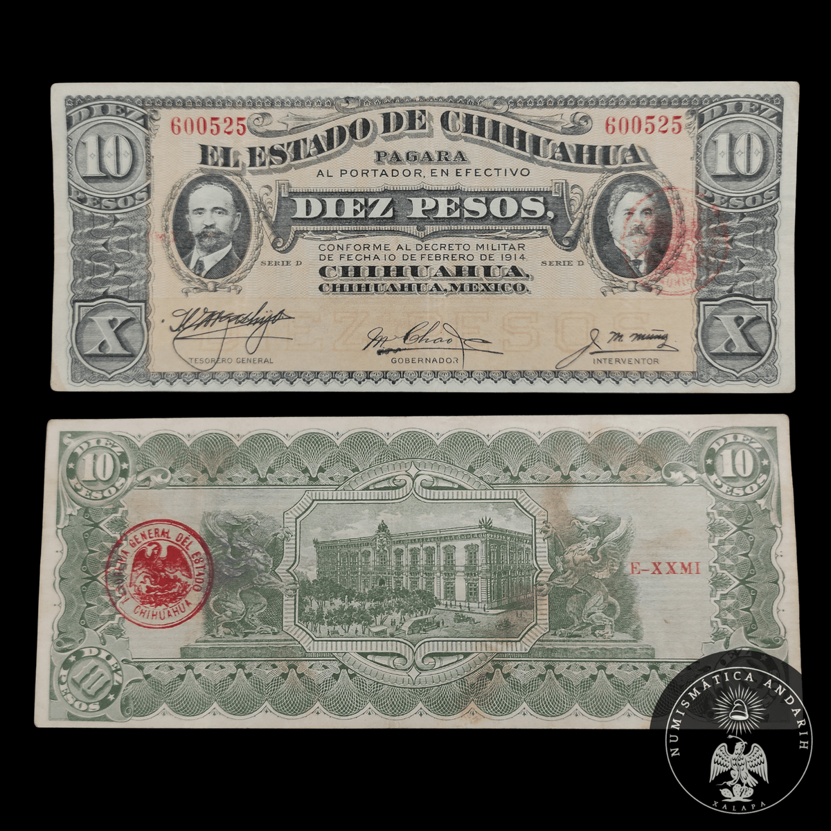 Billete 10 Pesos El Estado de Chihuahua 1914