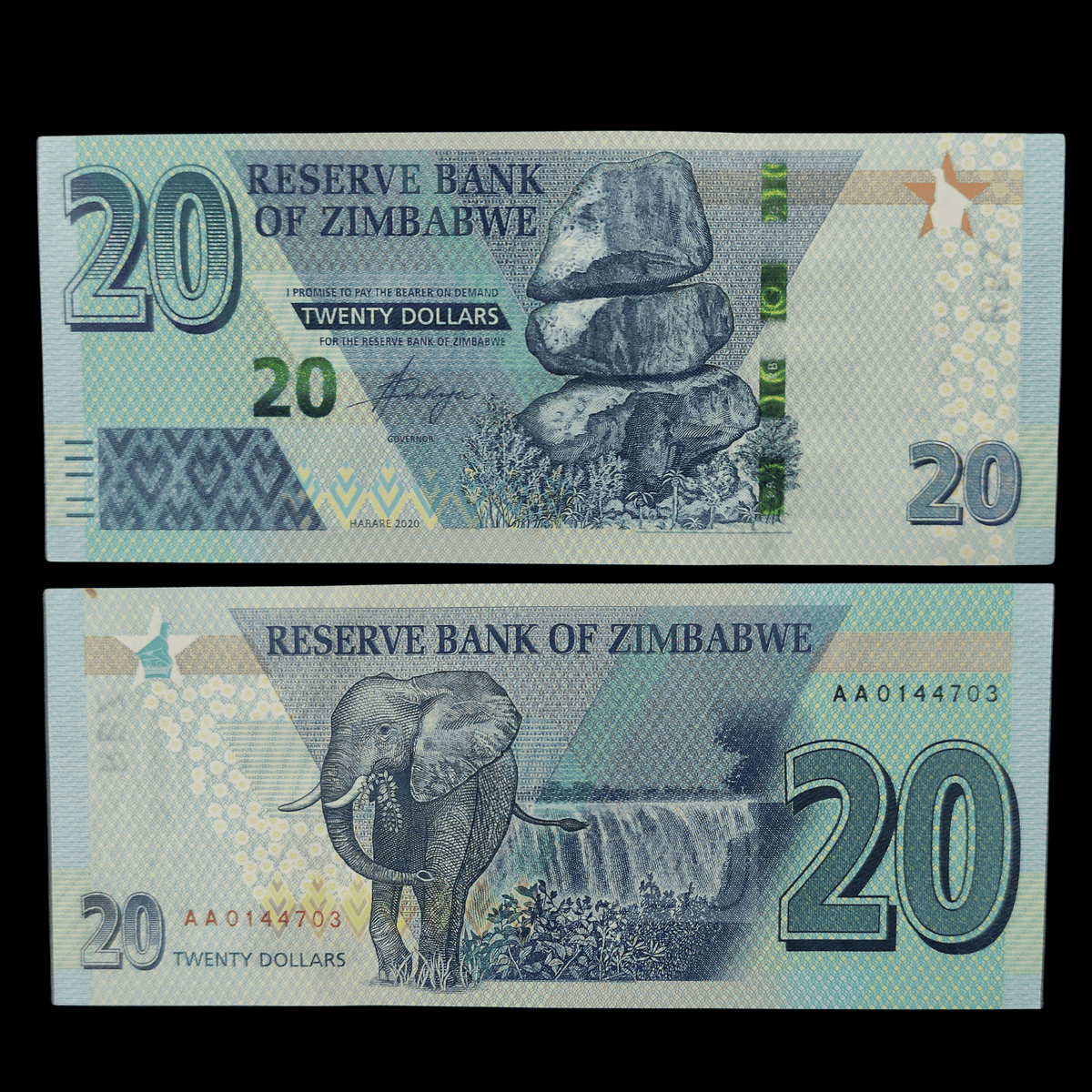 Billete Zimbabue 20 Dólares Año 2020- UNC